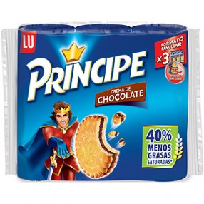 LU PRINCIPE Galletas rellenas de chocolate pack 3 envases 300 grs